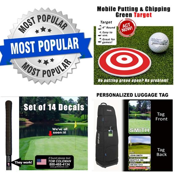 Golf ID Label Combo: Set of 14 Golf ID Decals, 1 Personalized Bag Tag & 1 Golf Target Questions & Answers