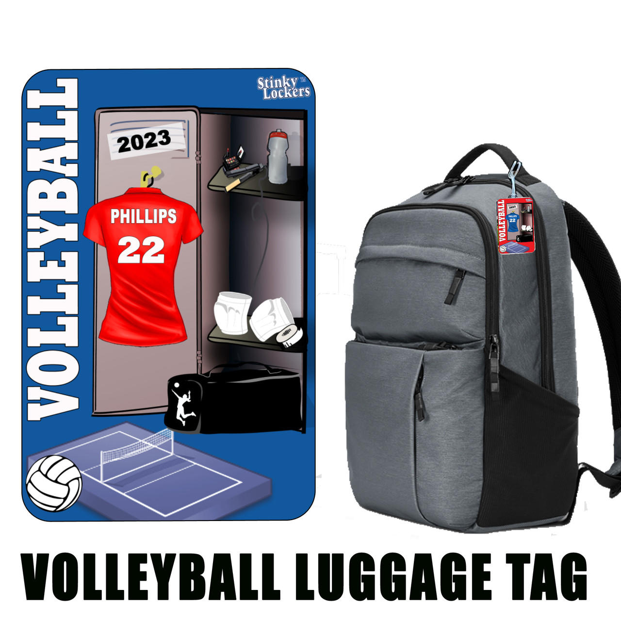 Personalized Female Volleyball Luggage Tag with Loop Questions & Answers