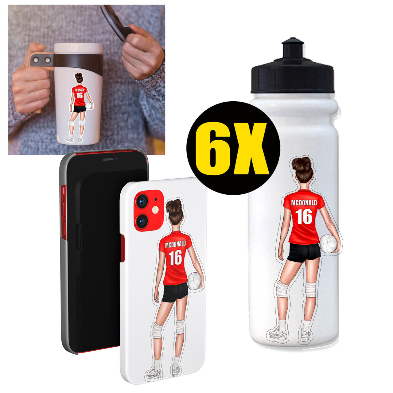 6 Pack Personalized Female Volleyball Sticker Questions & Answers