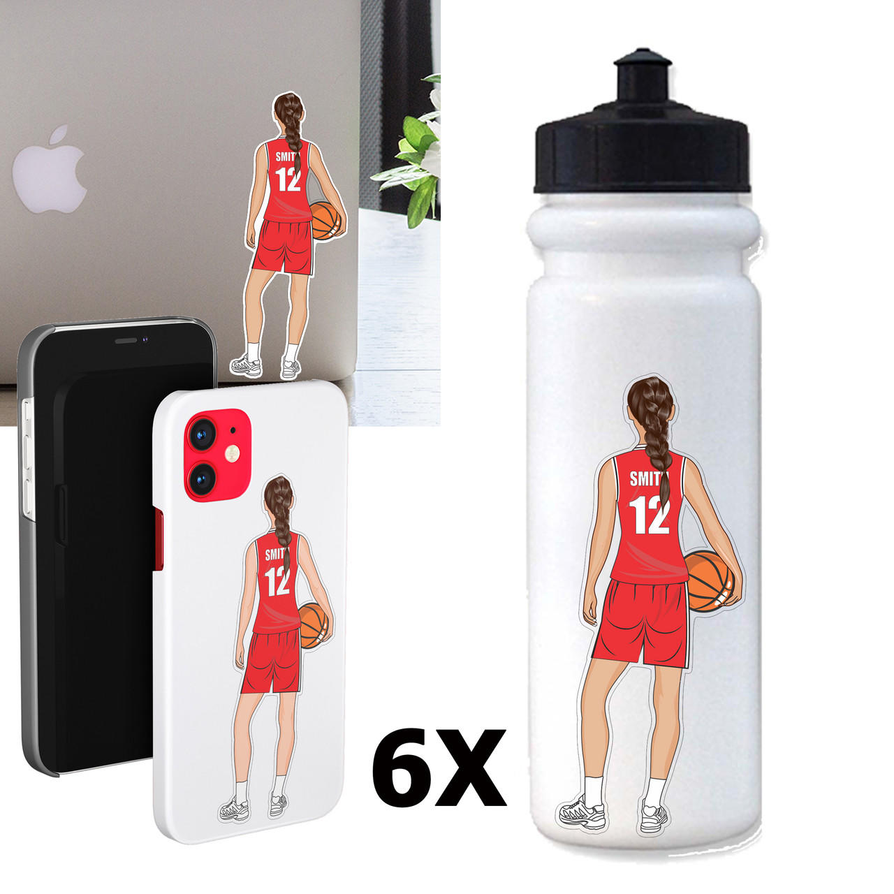 6 Pack Personalized Female Basketball Sticker Questions & Answers
