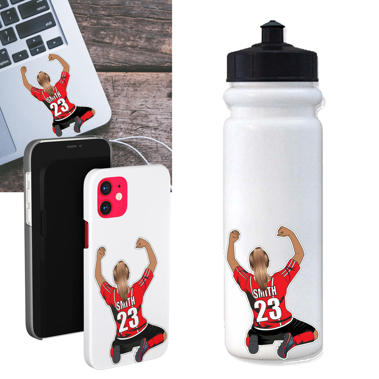 Personalized Female Soccer Slide Water Bottle Sticker Questions & Answers