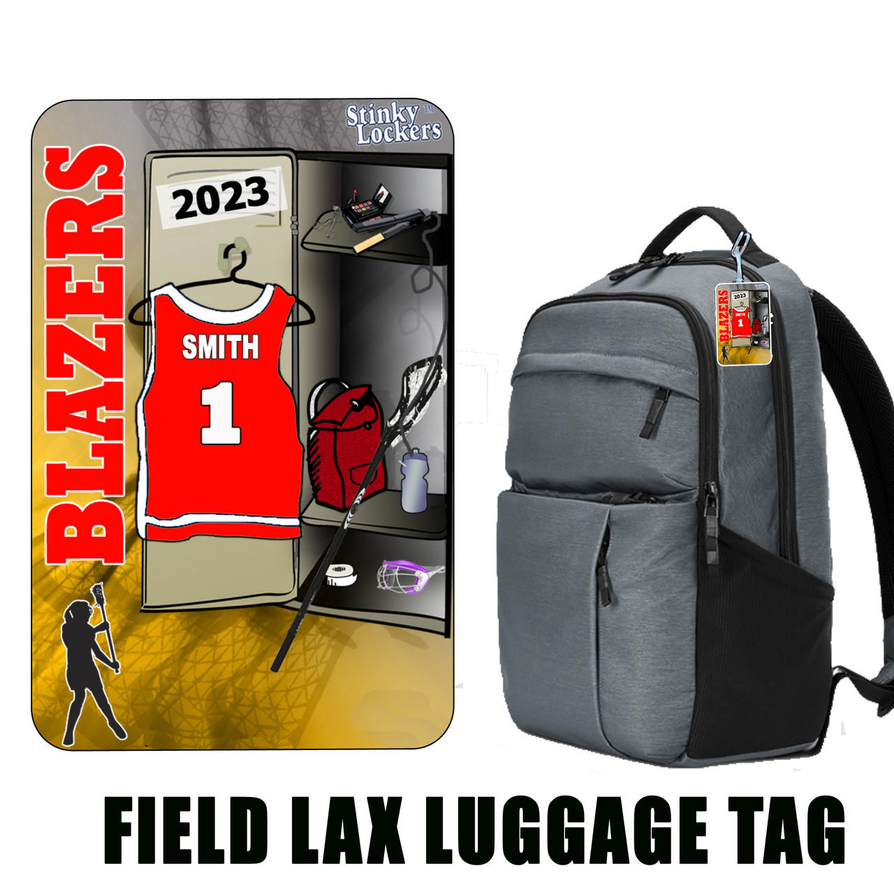 Personalized Field Lacrosse Luggage Bag Tag with Loop Questions & Answers
