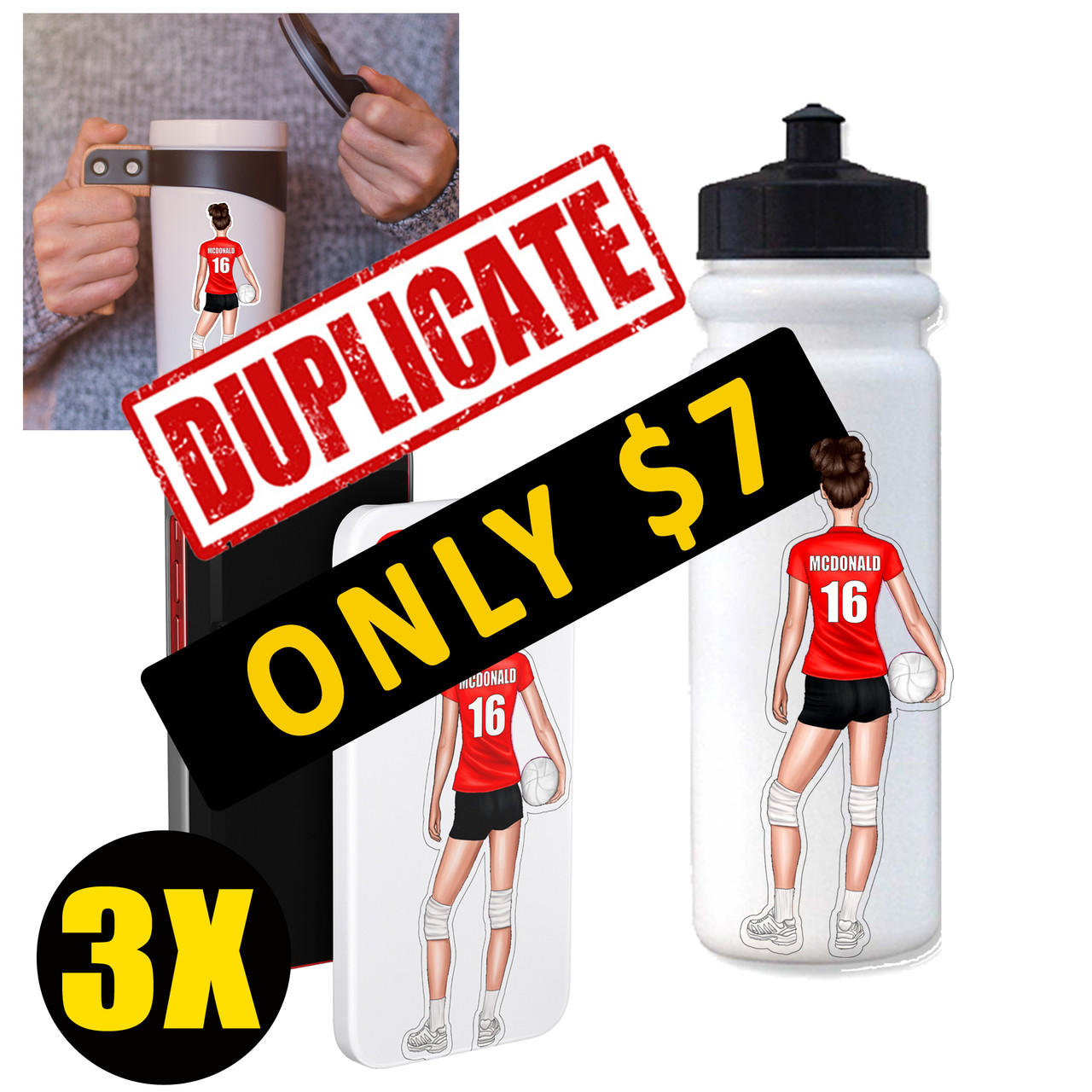 3 Pack Personalized Female Volleyball Sticker-Duplicates Questions & Answers