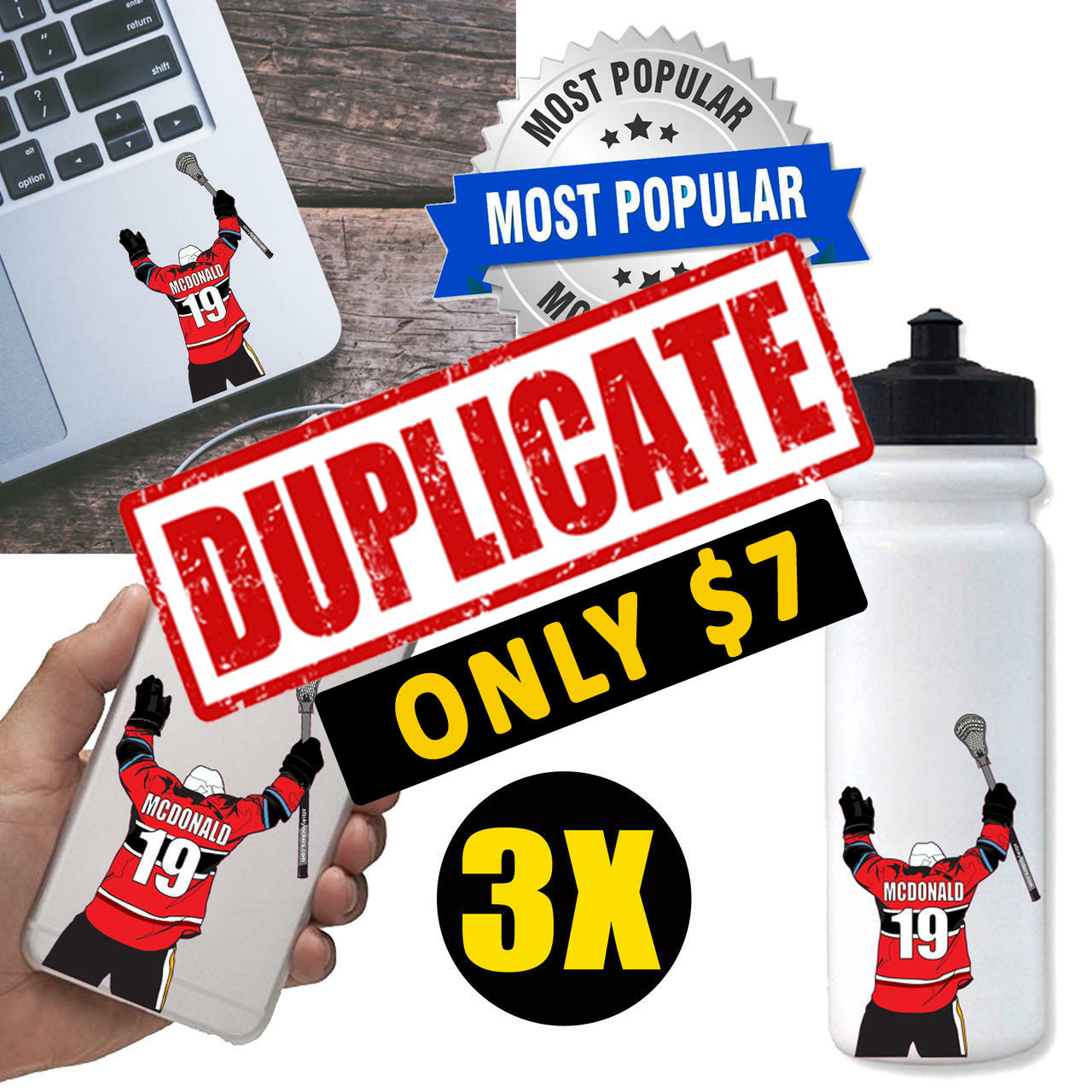 Duplicate 3 Pack Personalized Lacrosse Stickers Questions & Answers